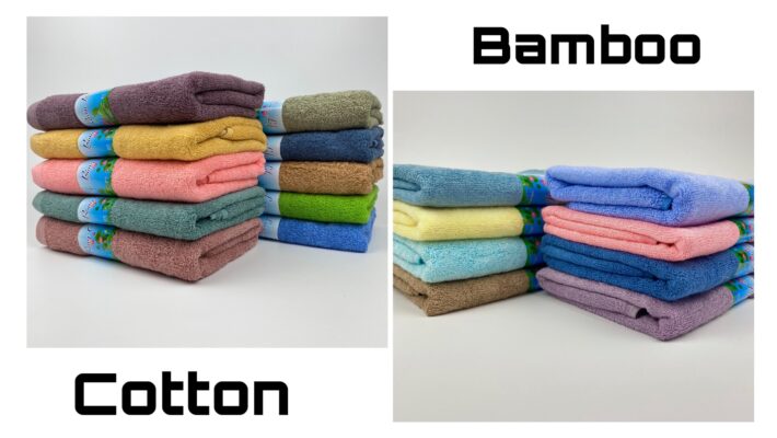 khăn tắm cotton và khăn tắm sợi tre bamboo