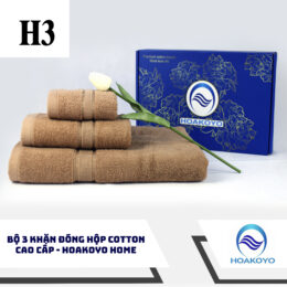 bộ 3 khăn đóng hộp khăn quà tặng Cotton cao cấp Hoakoyo Home